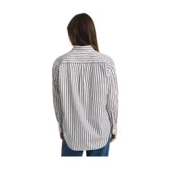 New Gant Relaxed Classic Poplin Striped Shirt - 202 Deep Brown