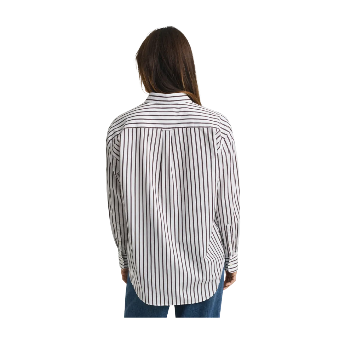 New Gant Relaxed Classic Poplin Striped Shirt - 202 Deep Brown