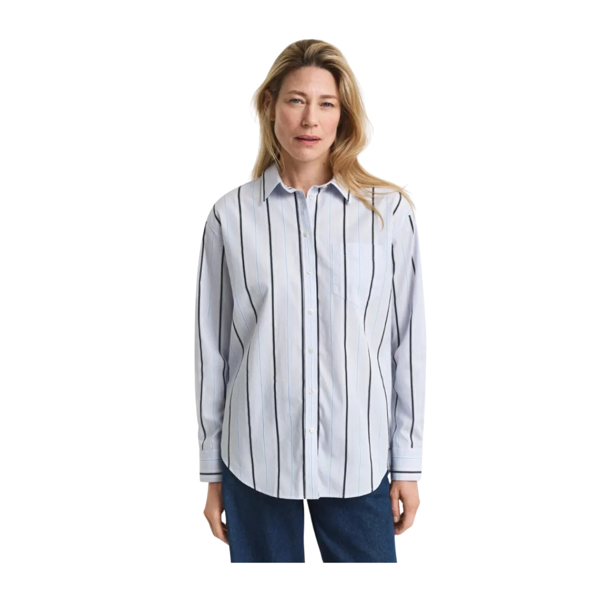 Gant Relaxed Classic Poplin Striped Shirt - Light Blue