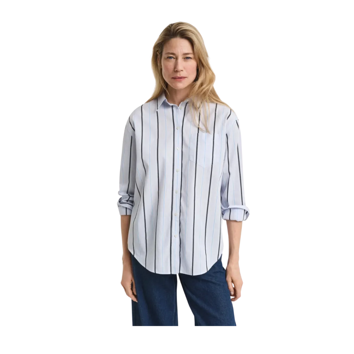 Gant Relaxed Classic Poplin Striped Shirt - Light Blue