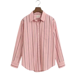 New Gant Relaxed Classic Poplin Striped Shirt - Summer Rose