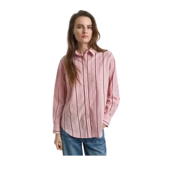 New Gant Relaxed Classic Poplin Striped Shirt - Summer Rose