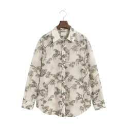 Gant Relaxed Tree Print Shirt - Dark Moss Green