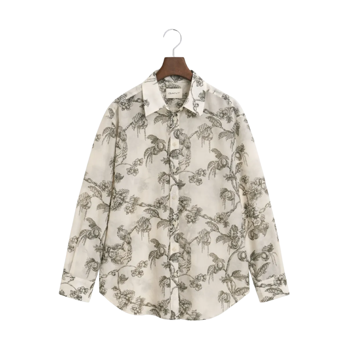 Gant Relaxed Tree Print Shirt - Dark Moss Green