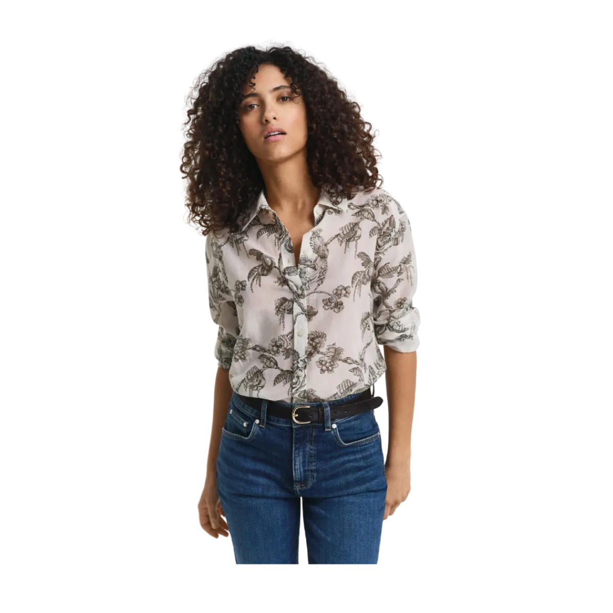 Gant Relaxed Tree Print Shirt - Dark Moss Green