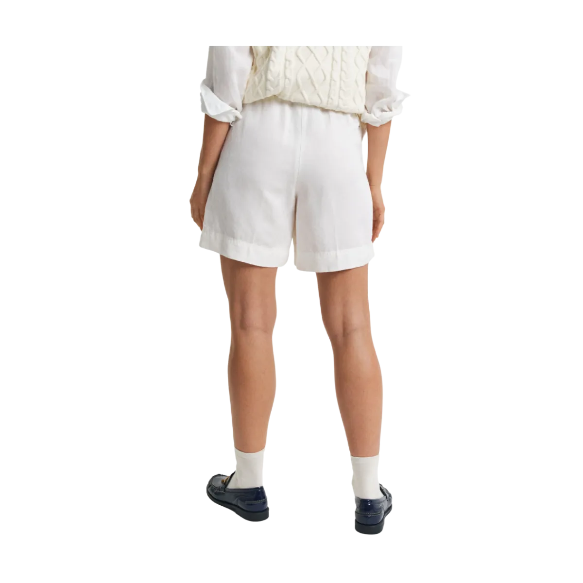 New Gant Rel Linen Blend Pull On Shorts - Eggshell