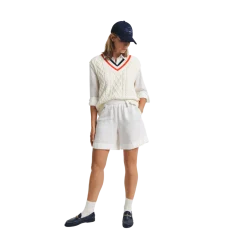 New Gant Rel Linen Blend Pull On Shorts - Eggshell