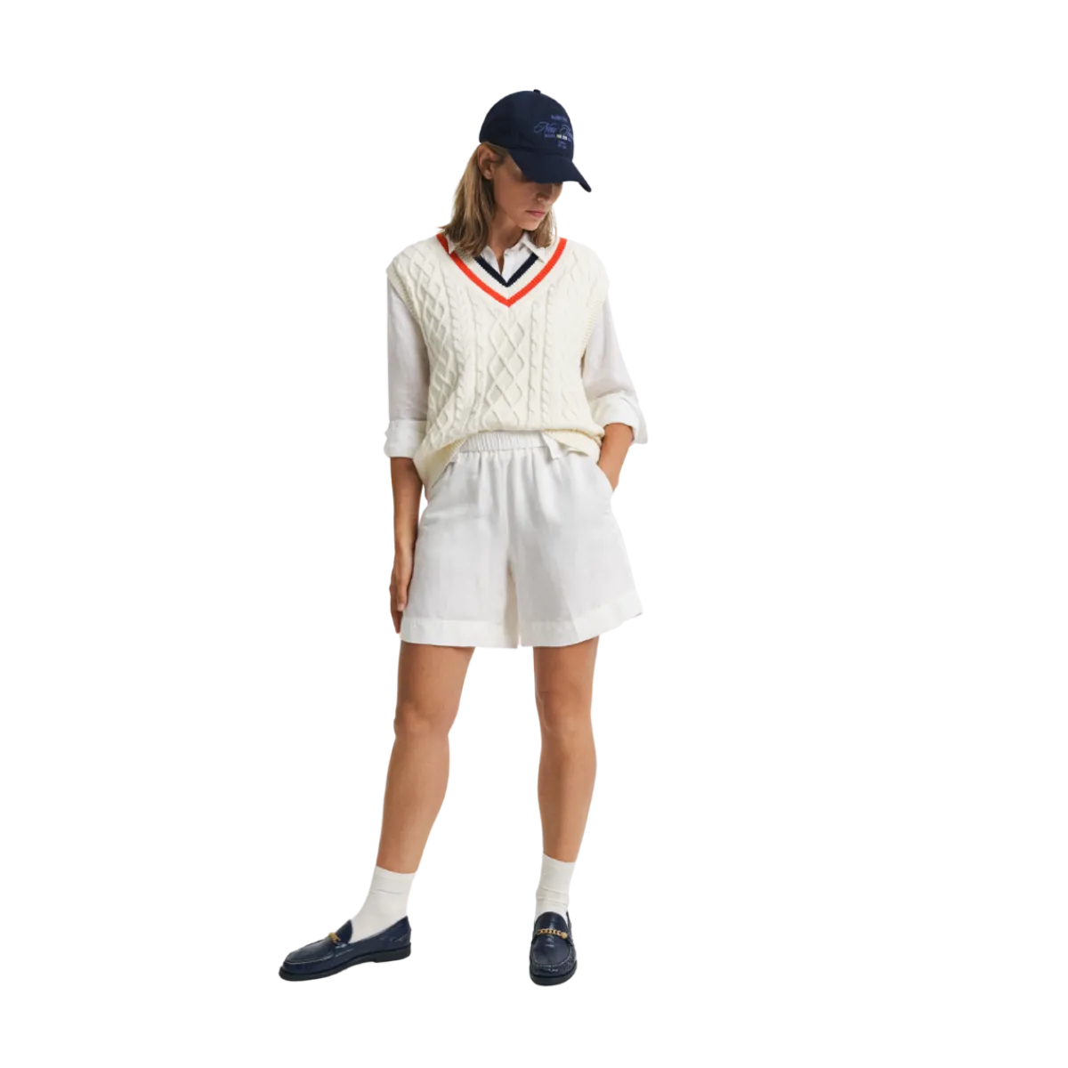 New Gant Rel Linen Blend Pull On Shorts - Eggshell