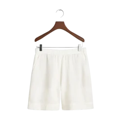 New Gant Rel Linen Blend Pull On Shorts - Eggshell