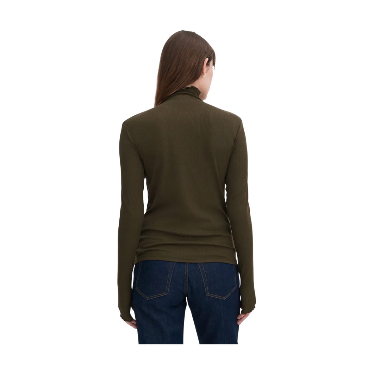 Hot Filippa K Rib ock Neck Top - Dark Khaki Green