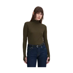 Hot Filippa K Rib ock Neck Top - Dark Khaki Green