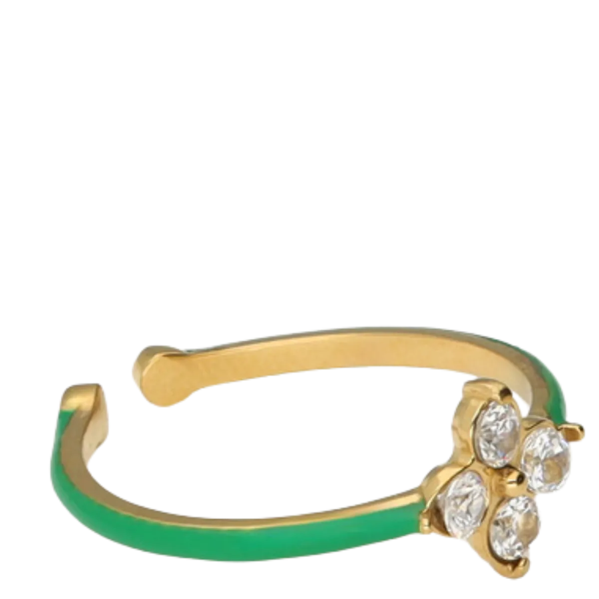 Clearance My Jewellery Ring Fine Green Clover Strass - 1200 Gold