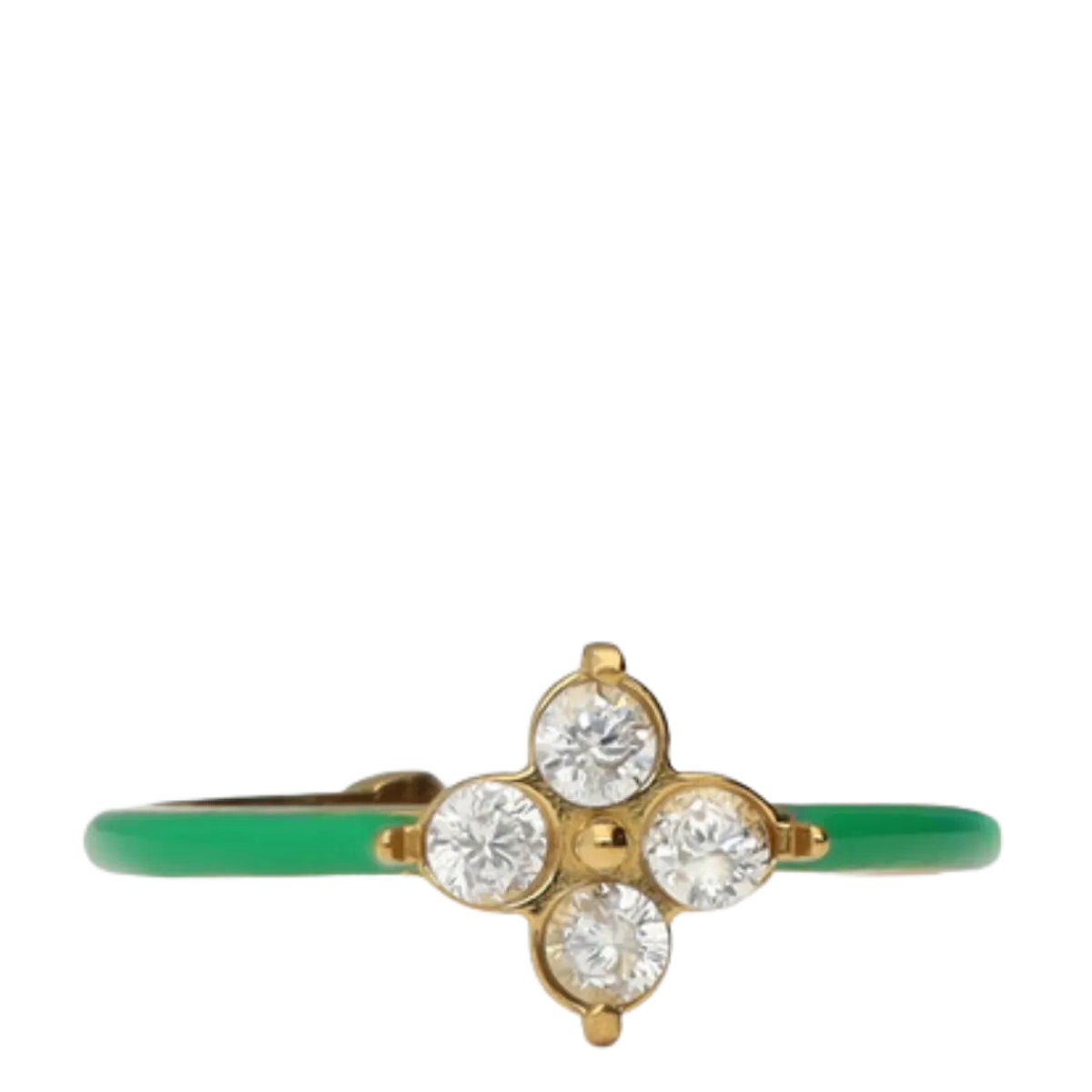 Clearance My Jewellery Ring Fine Green Clover Strass - 1200 Gold