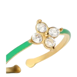 Clearance My Jewellery Ring Fine Green Clover Strass - 1200 Gold