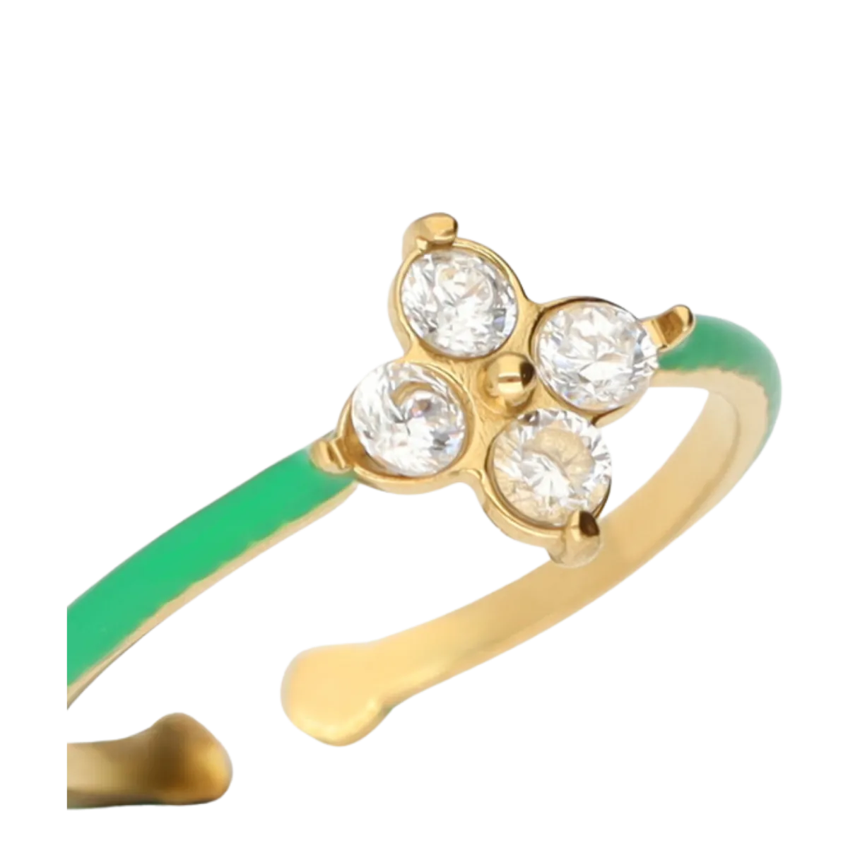 Clearance My Jewellery Ring Fine Green Clover Strass - 1200 Gold