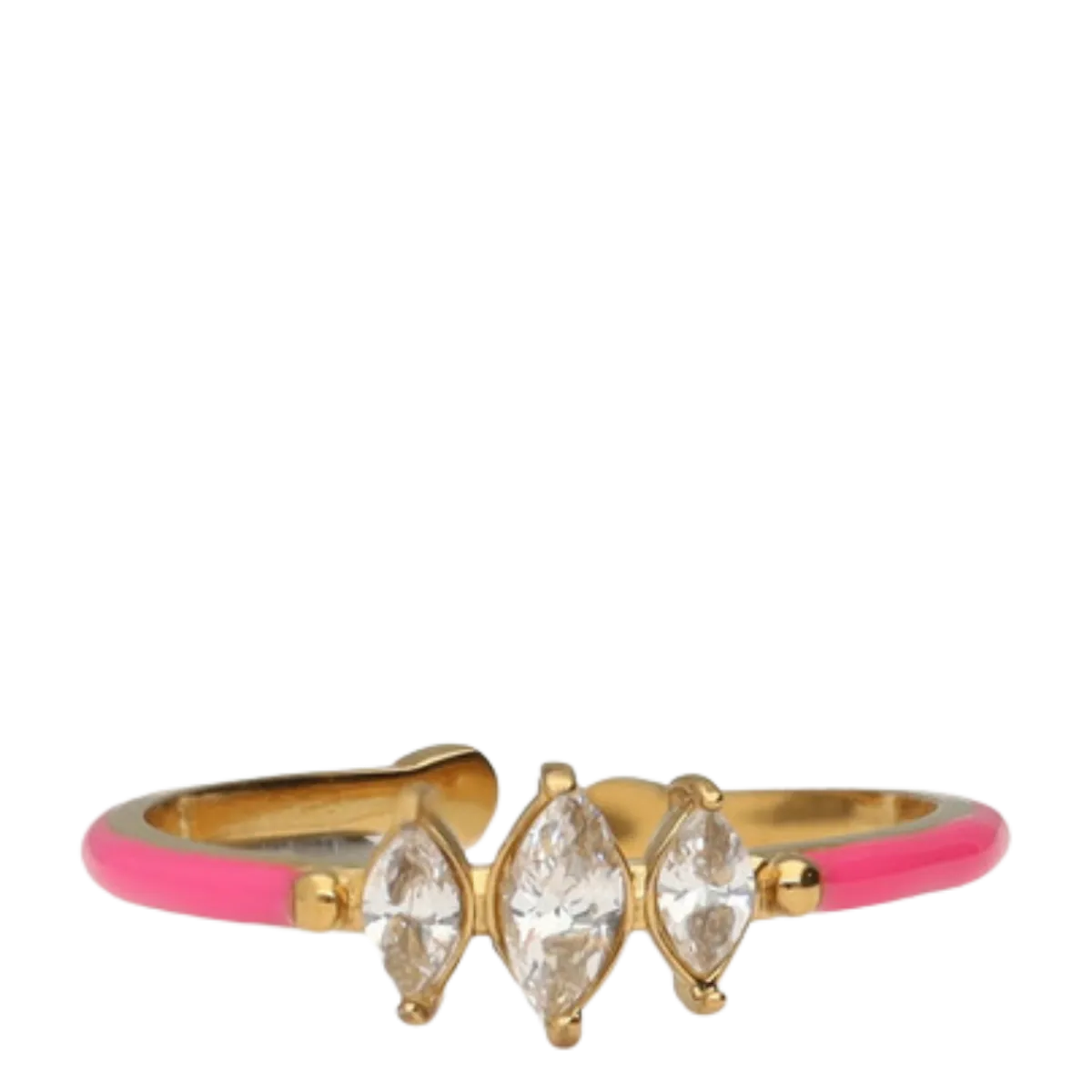 Clearance My Jewellery Ring Fine Pink 3 Strass - Gold