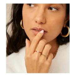 Hot My Jewellery Ring Fine Red Strass - Gold