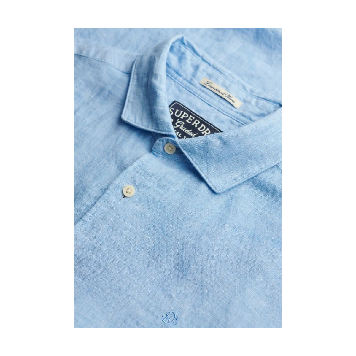 Online Superdry Riviera S/S Linen Shirt - Sky Blue Chamb