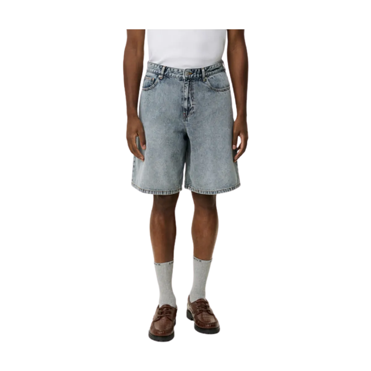 New Les Deux Ryder Ice Blue Denim Shorts - Light Ice Blue Wash