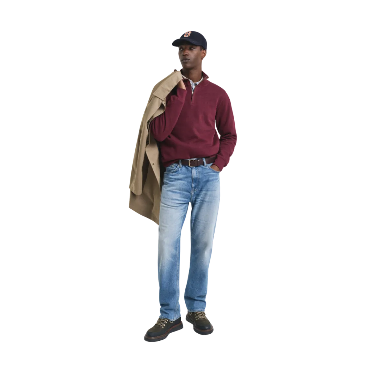 Hot Gant acker Rib Haf Zip - Winter Wine