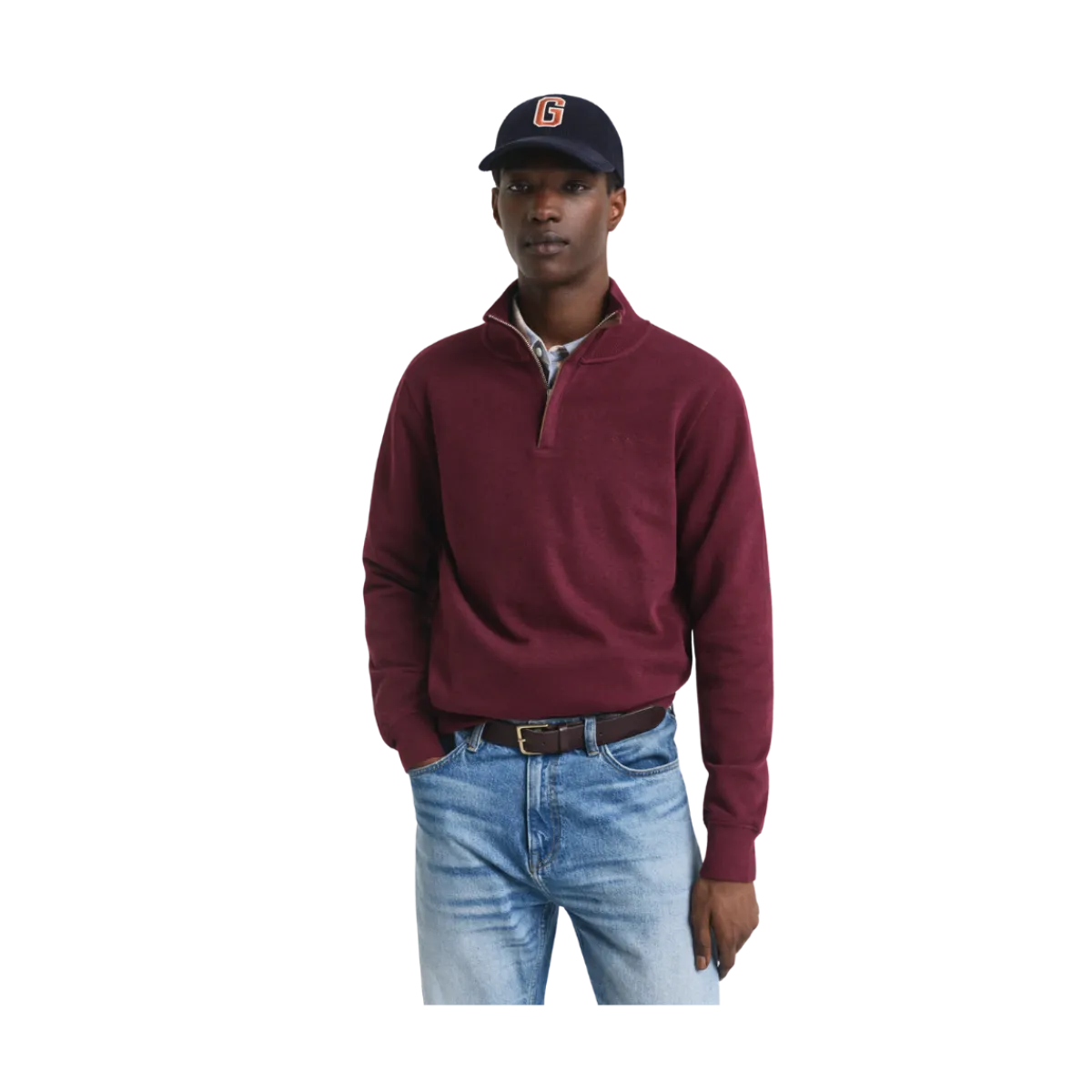 Hot Gant acker Rib Haf Zip - Winter Wine