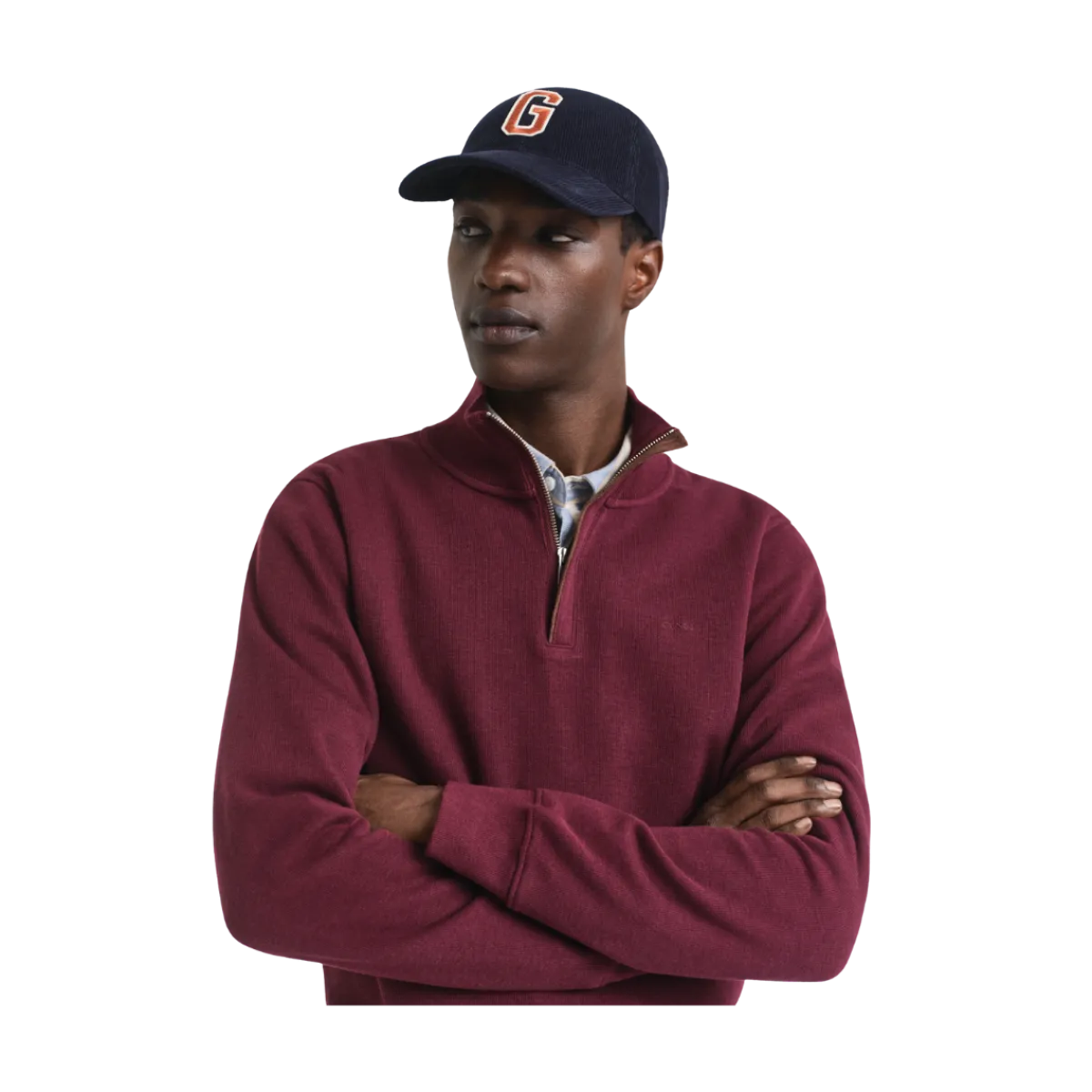 Hot Gant acker Rib Haf Zip - Winter Wine
