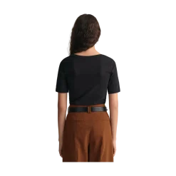 Clearance Gant coop Neck Top - Black