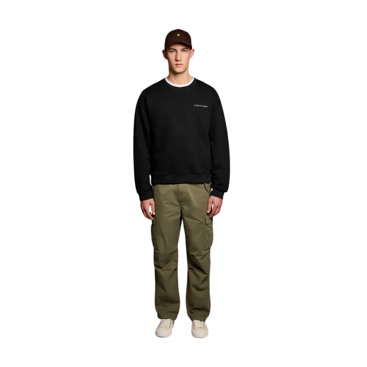 Sale Lyle & Scott cript Heavyweight oopback Crew Neck weathirt - Jet Back