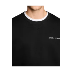 Sale Lyle & Scott cript Heavyweight oopback Crew Neck weathirt - Jet Back