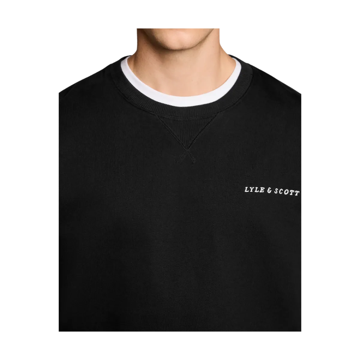 Sale Lyle & Scott cript Heavyweight oopback Crew Neck weathirt - Jet Back