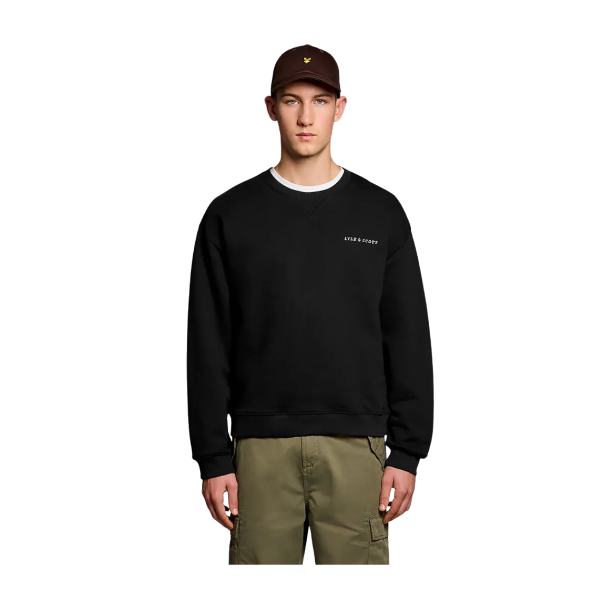 Sale Lyle & Scott cript Heavyweight oopback Crew Neck weathirt - Jet Back
