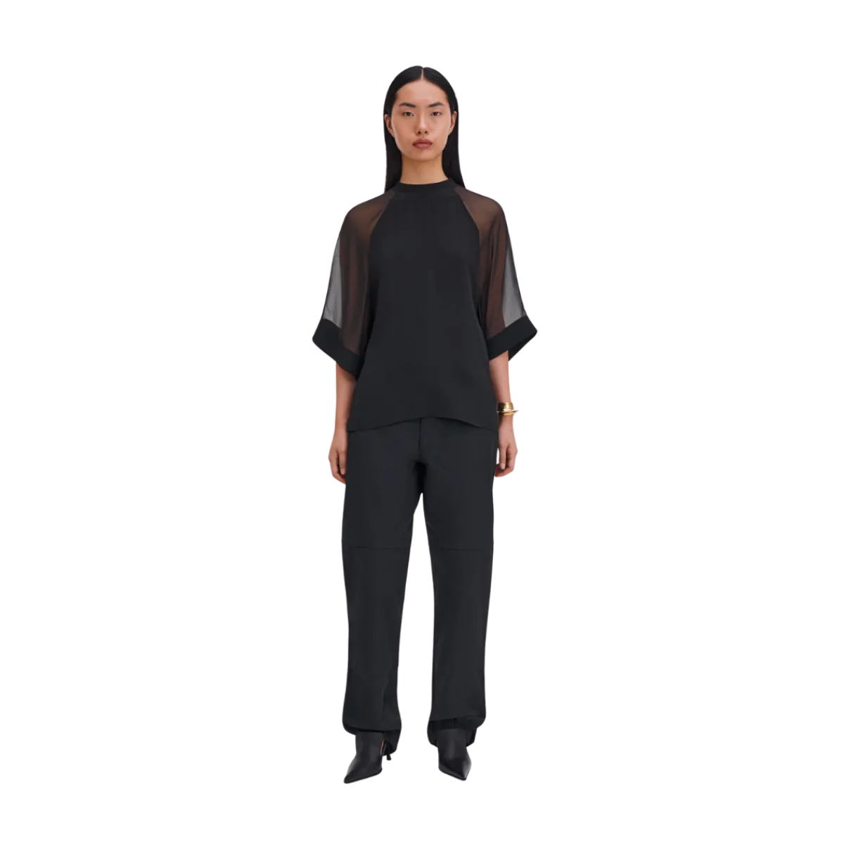 Filippa K Sheer Raglan Blouse - Black