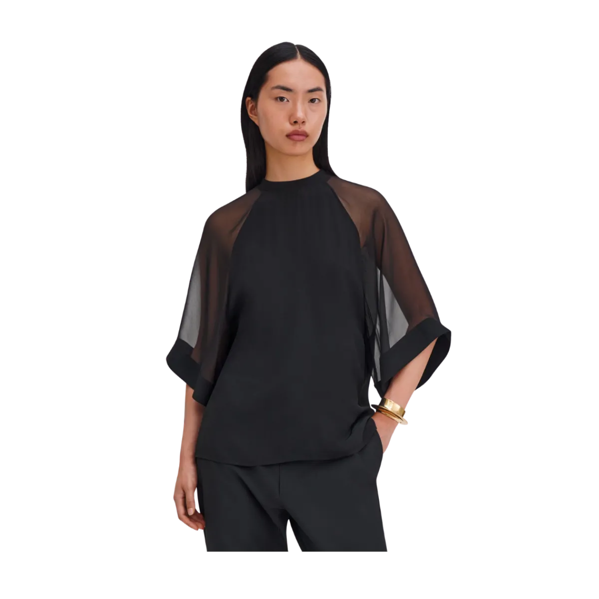 Filippa K Sheer Raglan Blouse - Black