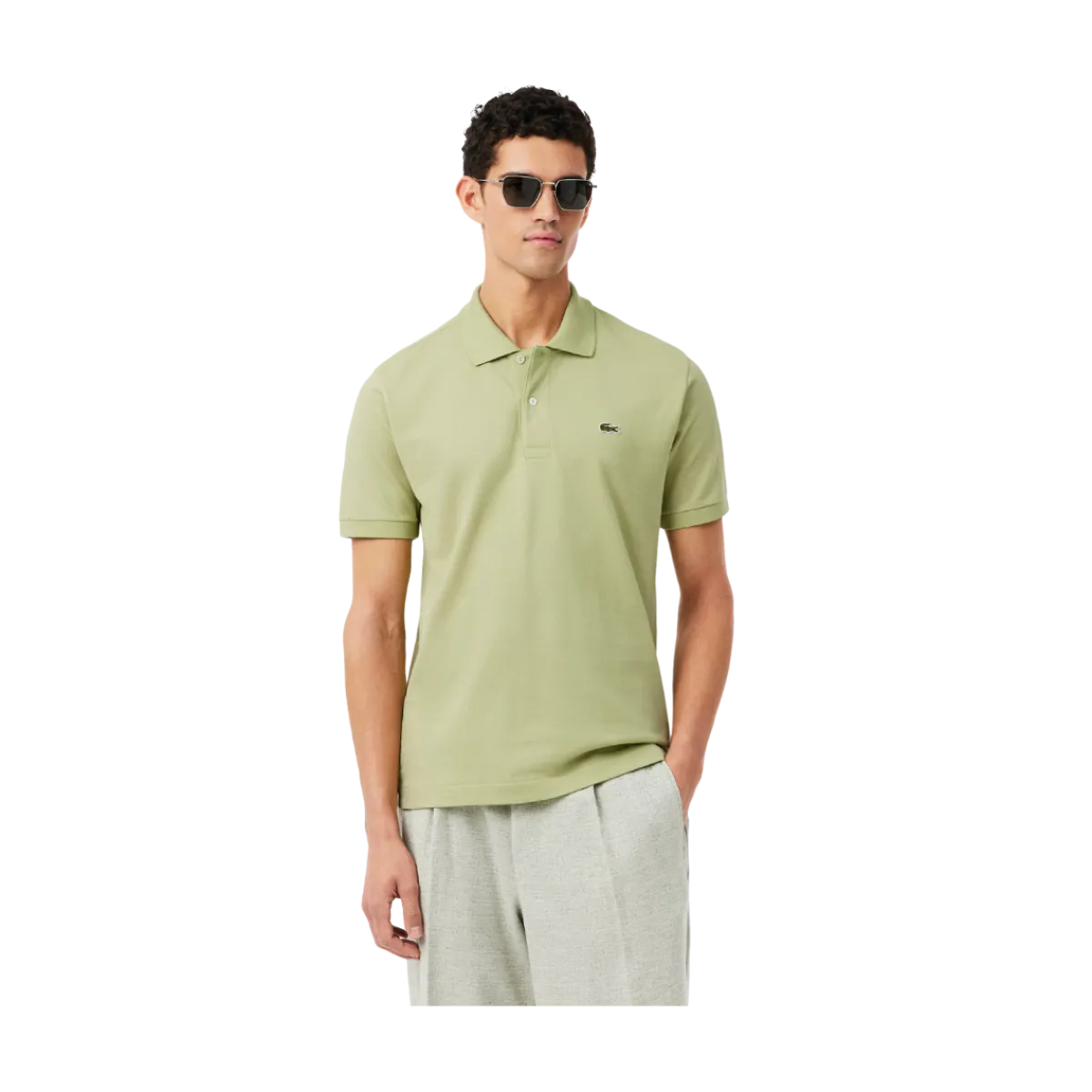 Outlet Lacoste Short Sleeved Ribbed Coll - Birch