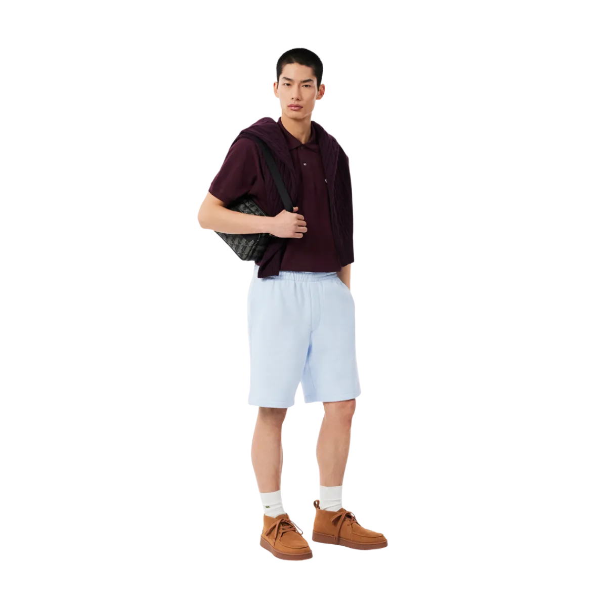 Hot Lacoste Short Seeved Ribbed Co - Chestnut brown