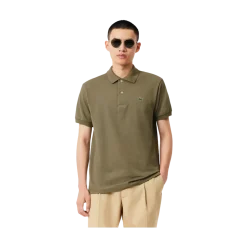 Discount Lacoste Short Sleeved Ribbed Coll - Khaki