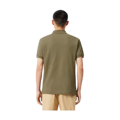 Discount Lacoste Short Sleeved Ribbed Coll - Khaki