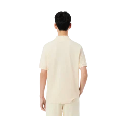 Clearance Lacoste Short Seeved Ribbed Co - Nature Cair