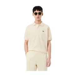 Clearance Lacoste Short Seeved Ribbed Co - Nature Cair