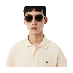 Clearance Lacoste Short Seeved Ribbed Co - Nature Cair