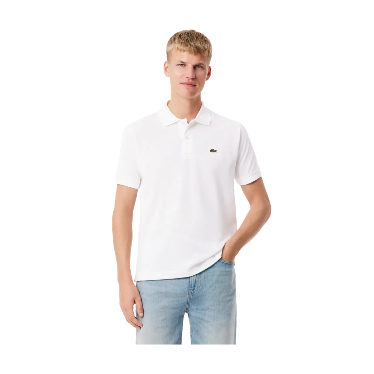 Outlet Lacoste Short Seeved Ribbed Co - White