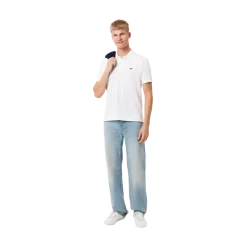 Outlet Lacoste Short Seeved Ribbed Co - White