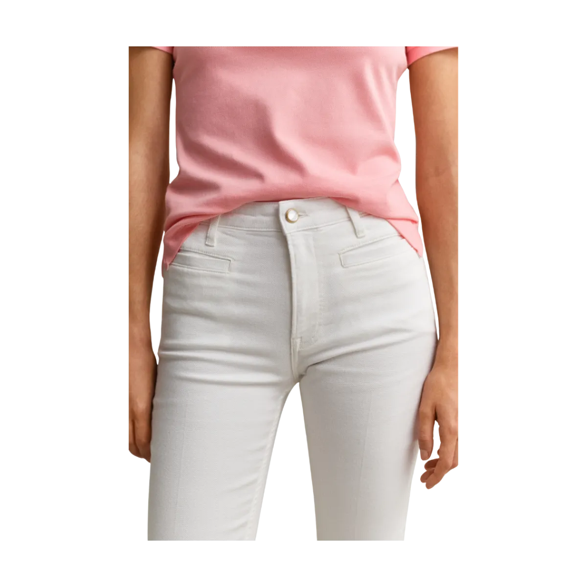 New Gant Slim Flare Monogram Jeans - Eggshell