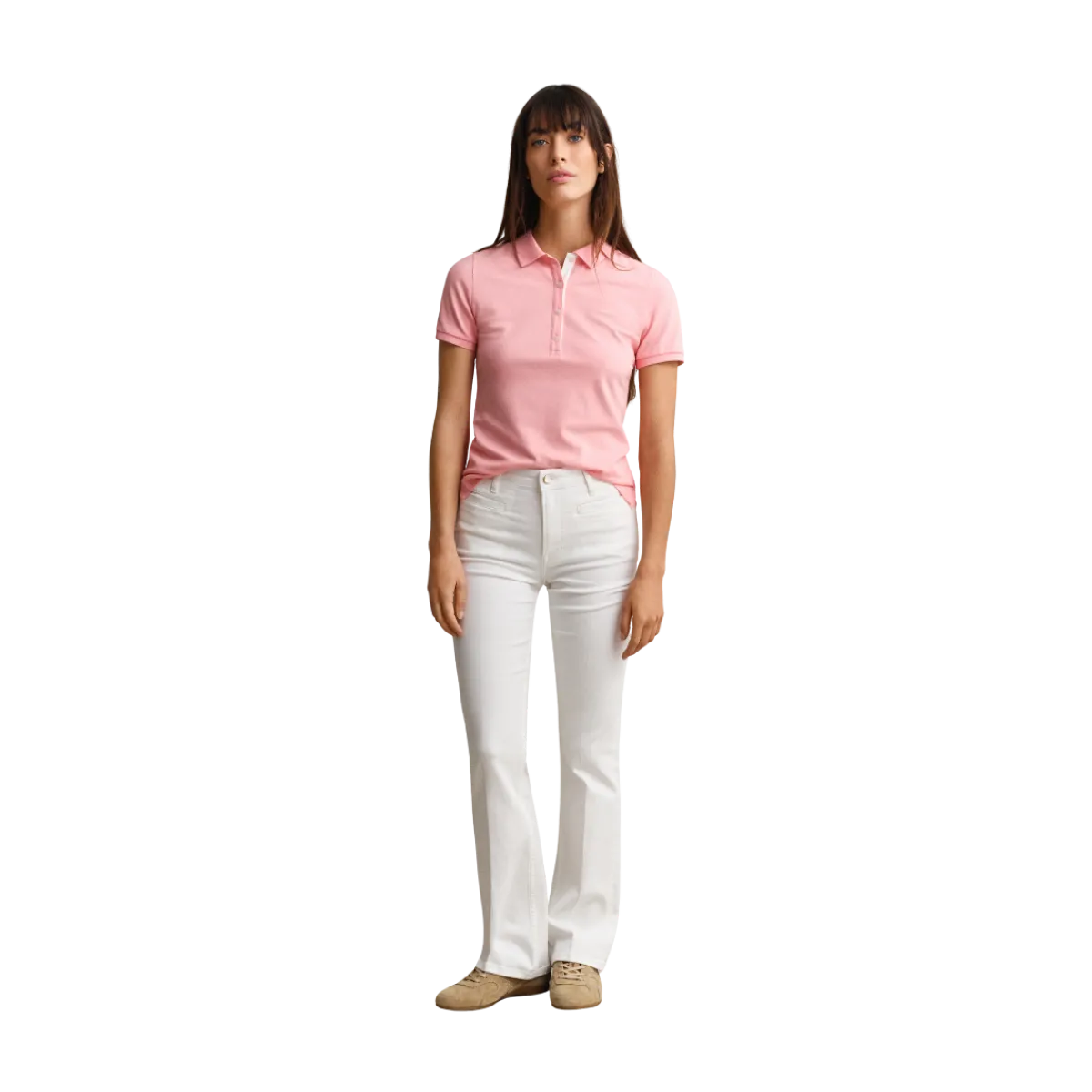 New Gant Slim Flare Monogram Jeans - Eggshell