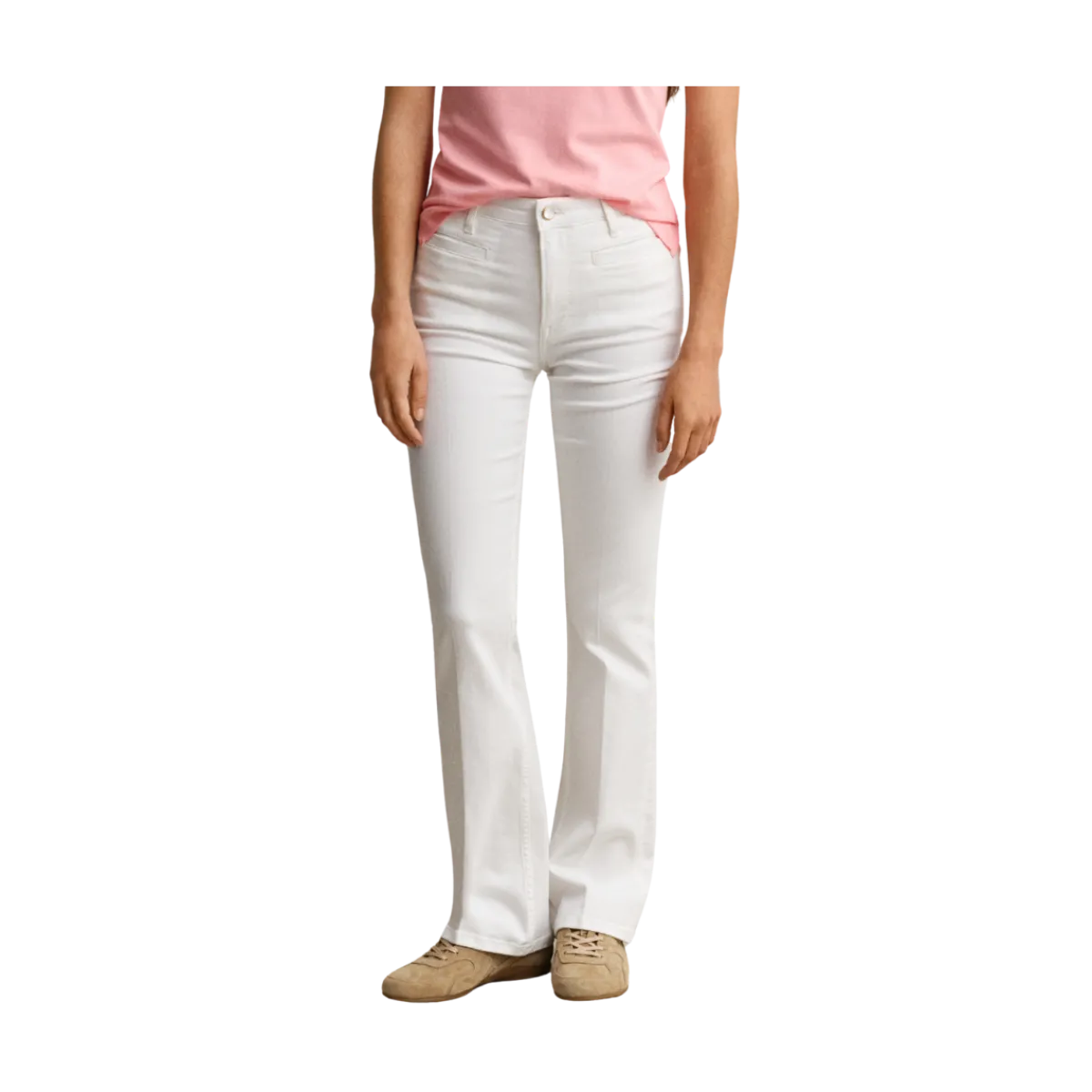 New Gant Slim Flare Monogram Jeans - Eggshell