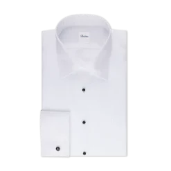 Sale Stenströms Slimline C56 Fly front open Pleats DR cuff - White