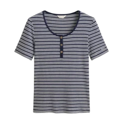 Online Gant Slim Ribbed SS Henley Top - Evening Blue