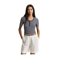 Online Gant Slim Ribbed SS Henley Top - Evening Blue