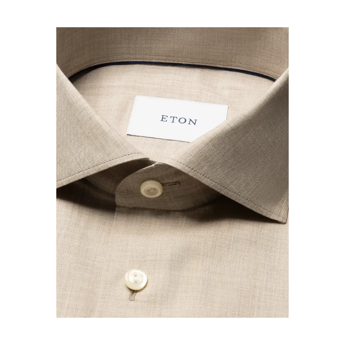 Eton Solid Signature Flannel Shirt - Beige