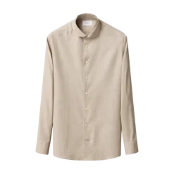 Eton Solid Signature Flannel Shirt - Beige
